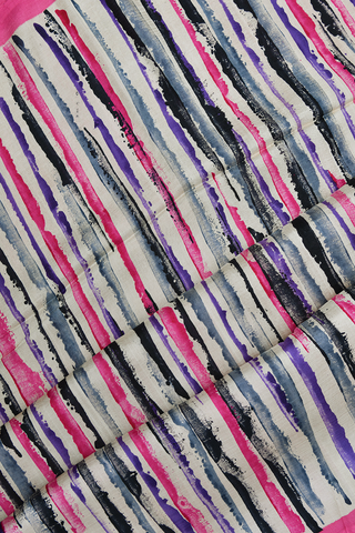 Allover Stripes Design Multicolor Tussar Silk Saree