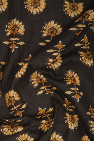 V- Split Neck Floral Design Dark Oak Brown Cotton Salwar Set