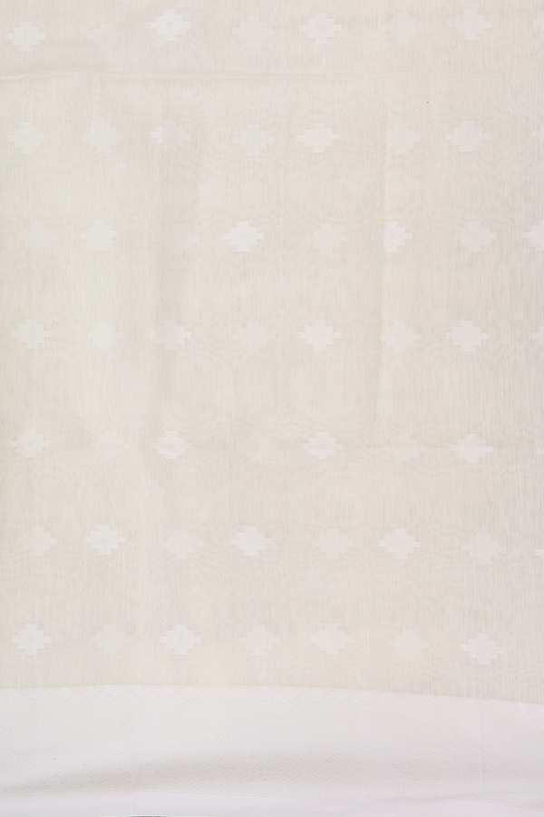 Bengal Cotton Saree In White With Threadwork Buttas