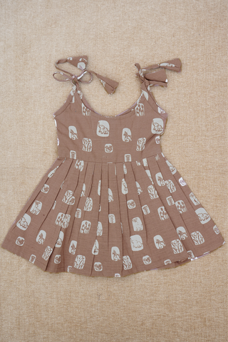 Assorted With Tie-Up Cocoa Brown Cotton Baby Frock