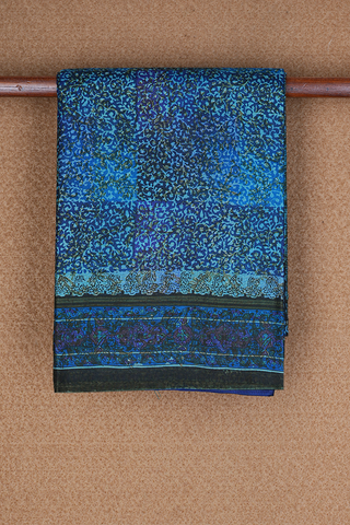Allover Design Shades Of Blue Printed Silk Saree