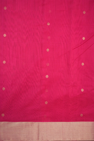 Polka Zari Dots Rose Red Kora Silk Cotton Saree