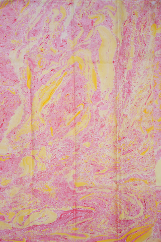 Stone Texture Design Pink And Yellow Hand Marble Silk Saree