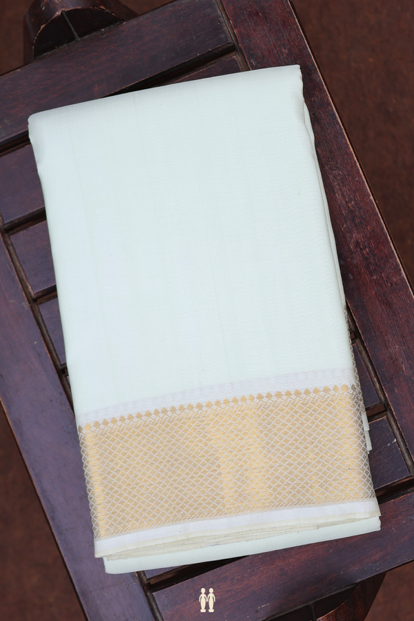 Diamond Border Pale Green Silk Dhoti With Shirt Material