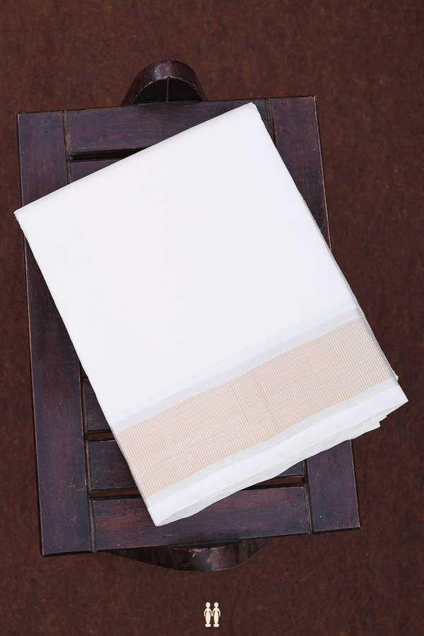 Zari Border White Silk Dhoti With Shirt Material