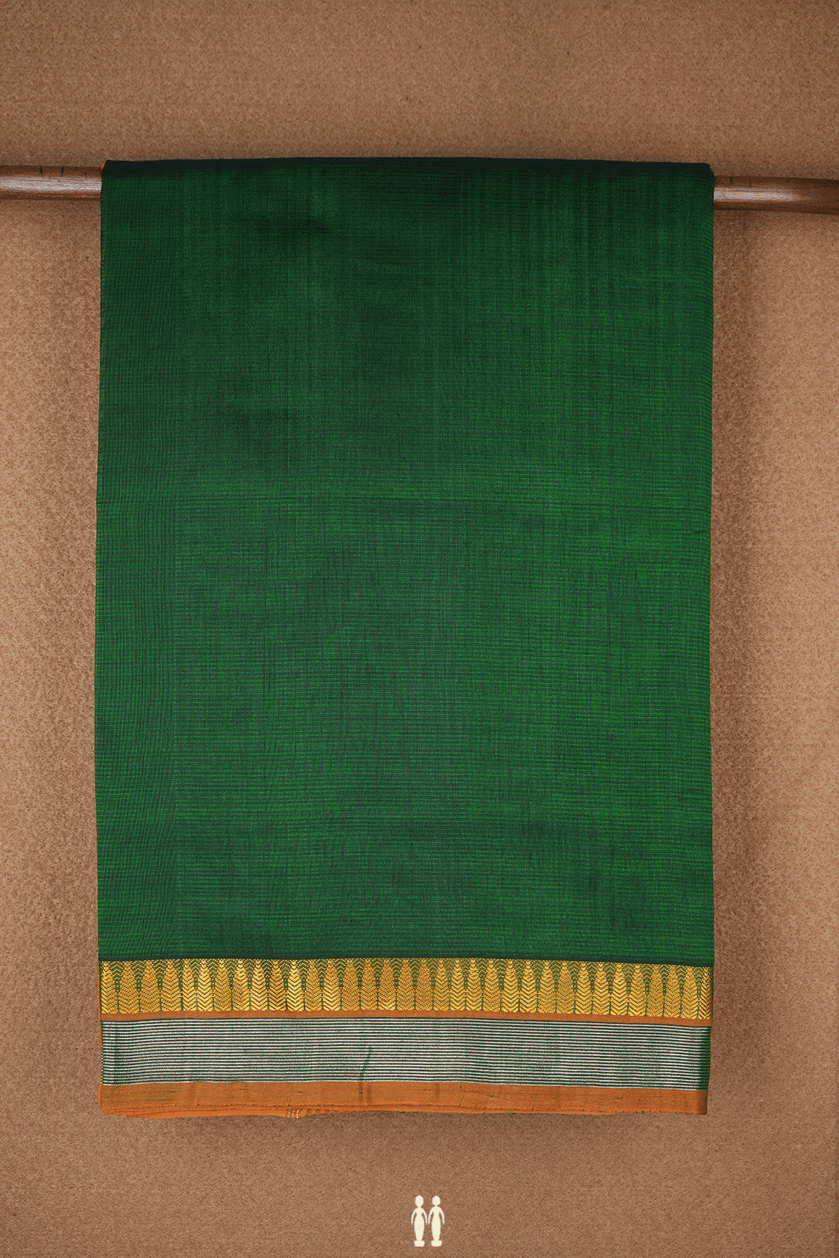 Zari Border Plain Emerald Green Traditional Silk Cotton Saree