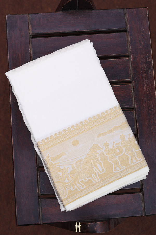 Traditional Border White Silk Dhoti With Shirt Material