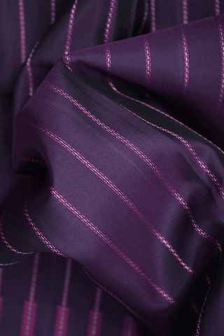 Striped Threadwork Design Deep Purple Soft Silk Saree