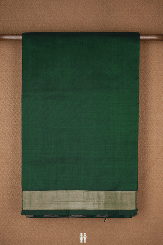 Zari Border Plain Dark Green Traditional Silk Cotton Saree