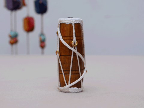 Wooden Handicraft Mridangam Instrument With Magnet For Decor