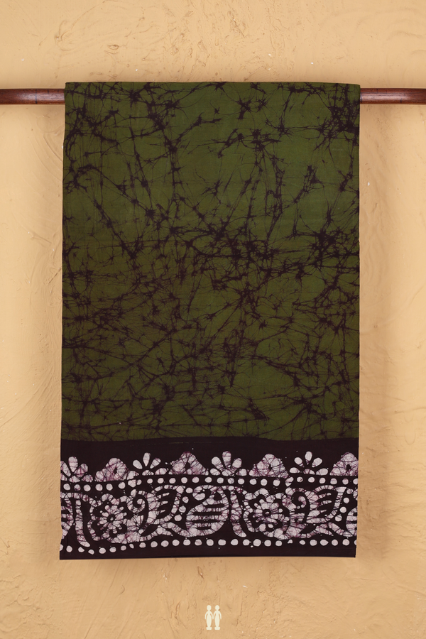 Sungudi Cotton Saree In Green With Printed Design