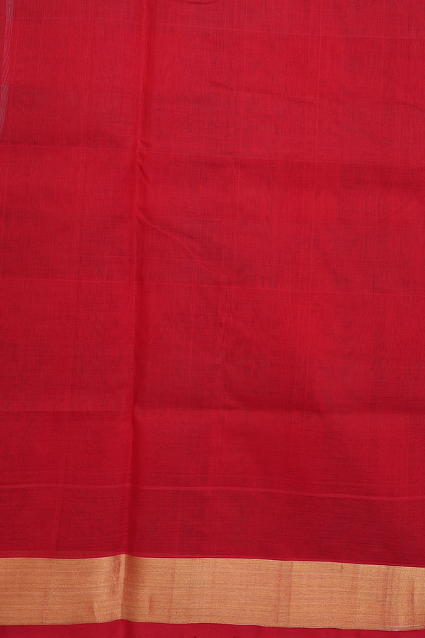 Traditional Silk Cotton Saree Red And Green With Checks Design