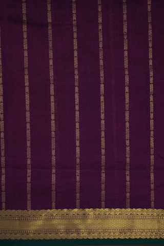 Traditional Design Plum Purple Nine Yards Silk Cotton Saree