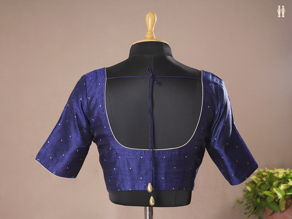 Zari Buttis Oxford Blue Raw Silk Readymade Blouse