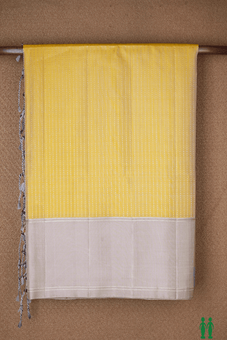Zari Striped Design Yellow Soft Silk Saree