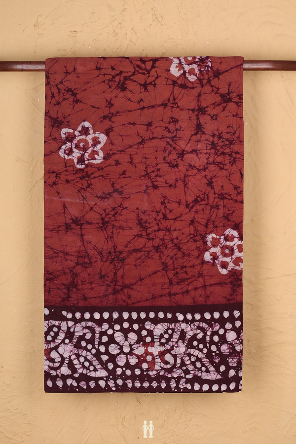 Sungudi Cotton Saree In Brown With Printed Design
