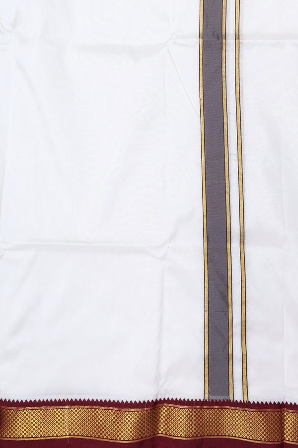 Ganga Jamuna Border White Art Silk Dhoti With Angavastram