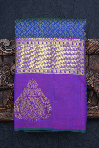 Jacquard Pattern Berry Blue Kanchipuram Silk Saree
