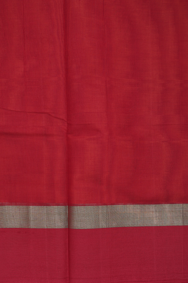 Coimbatore Cotton Saree Ginger Orange With Threadwork Motifs