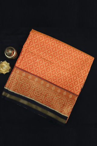 Diamond Design Orange Patola Silk Saree