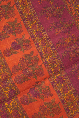 Allover Floral Design Spiced Orange Printed Silk Saree
