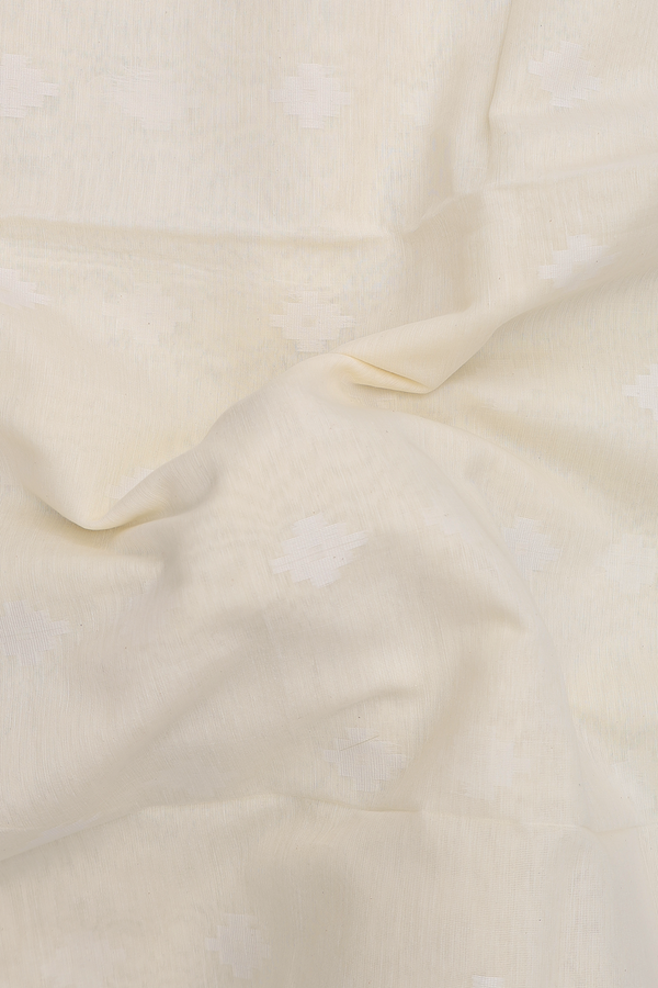 Bengal Cotton Saree In White With Threadwork Buttas