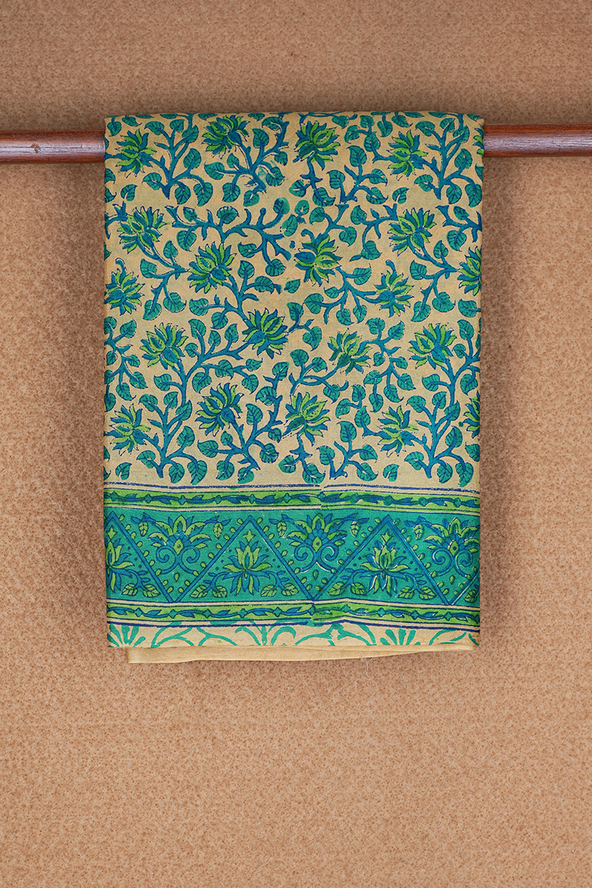 Floral Design Tan Brown Printed Silk Saree
