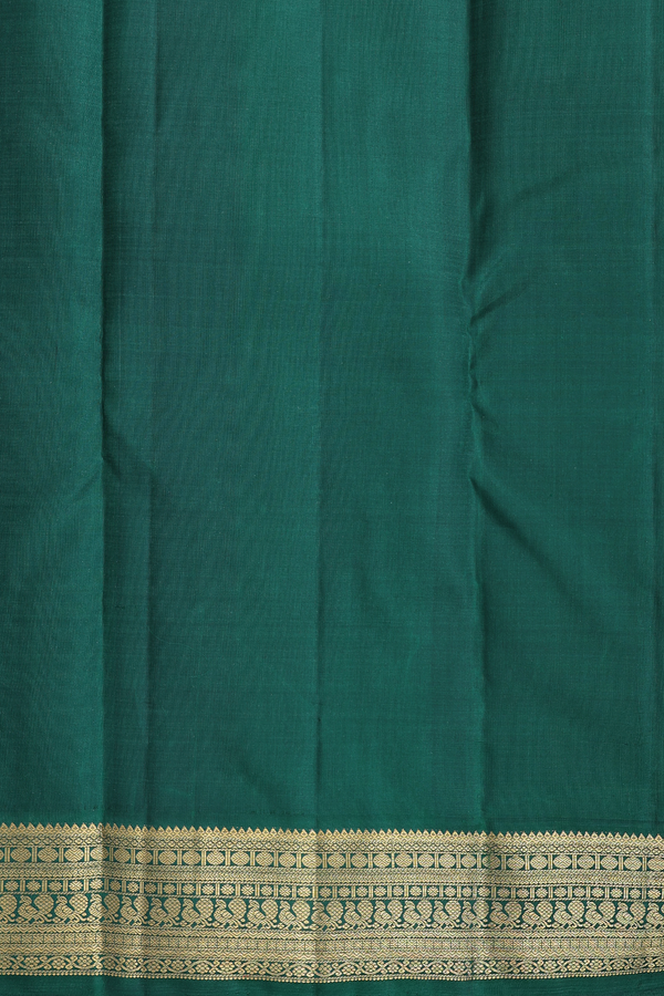 Kanchipuram Silk Saree In Royal Orange With Paisley Buttas