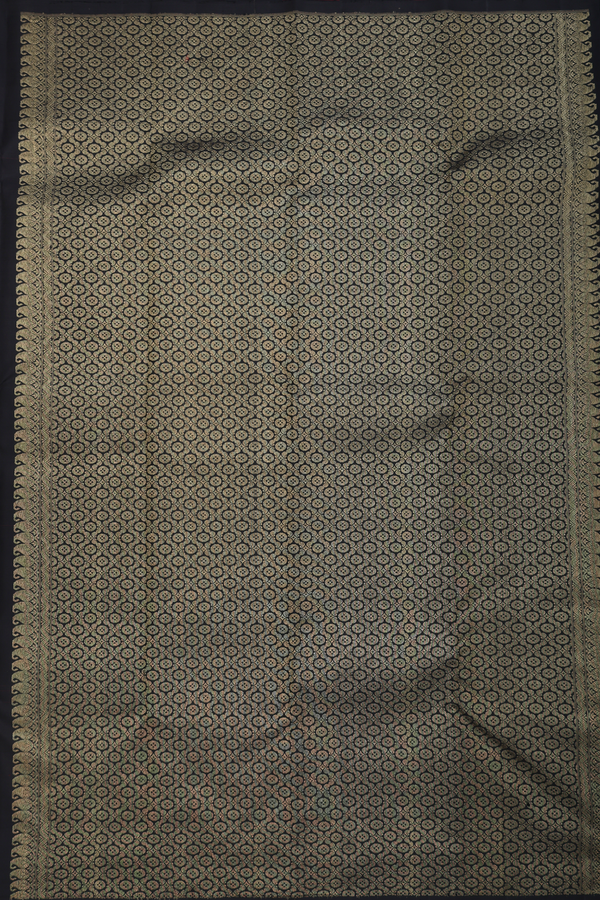 Kanchipuram Silk Saree In Red And Black With Checks Design