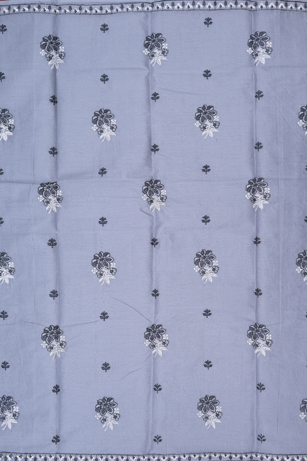 Ahmedabad Cotton Saree In Grey With Floral Buttas