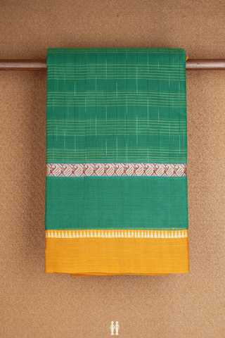 Allover Checks Design Bold Green Narayanpet Cotton Saree