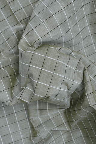 Allover Checks Design Green Beige Chettinadu Cotton Saree