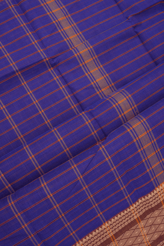 Allover Checks Design Regal Purple Chettinadu Cotton Saree
