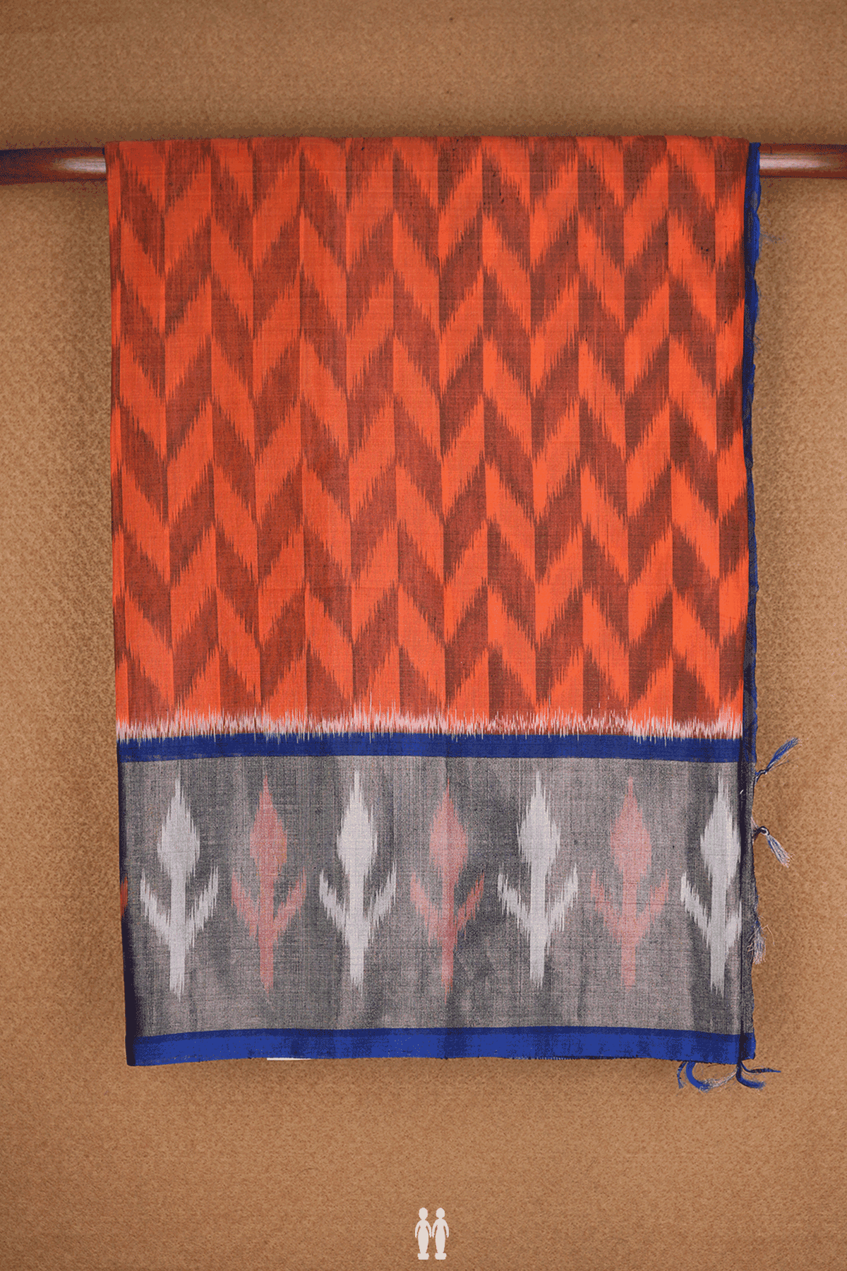 Allover Design Spiced Orange Kora Silk Cotton Saree