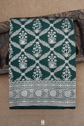 Allover Floral Design Dark Green Banarasi Silk Saree