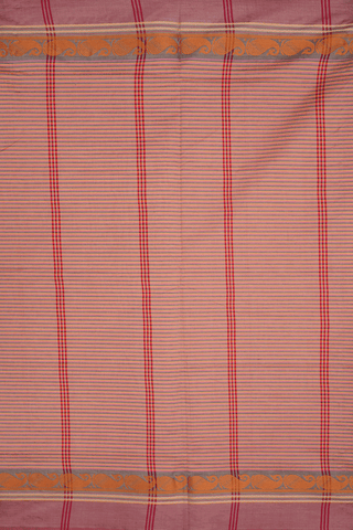 Allover Stripes Design Red Poly Cotton Saree