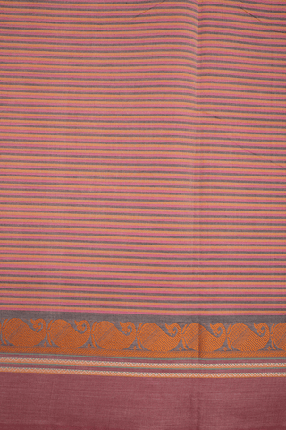 Allover Stripes Design Red Poly Cotton Saree