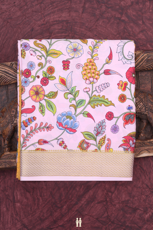 Mysore Silk Saree Pink And Orange With Half And Half Design