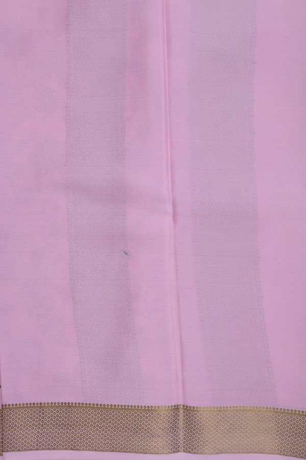 Mysore Silk Saree Pink And Orange With Half And Half Design