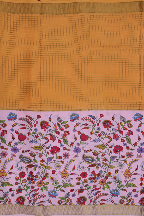 Mysore Silk Saree Pink And Orange With Half And Half Design