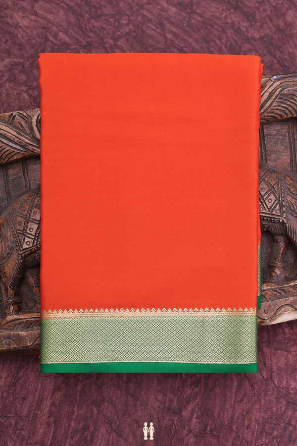 Mysore Silk Saree In Spiced Orange With Zari Border
