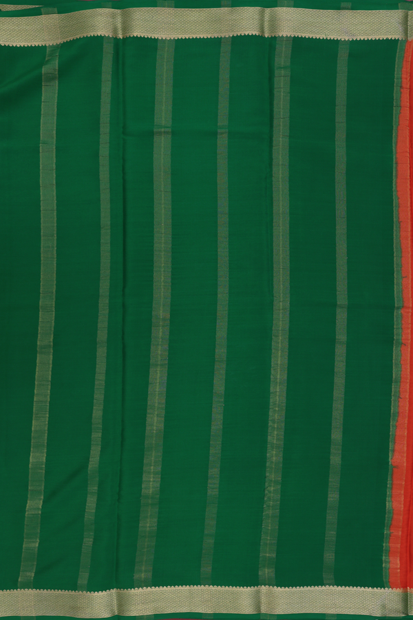 Mysore Silk Saree In Spiced Orange With Zari Border