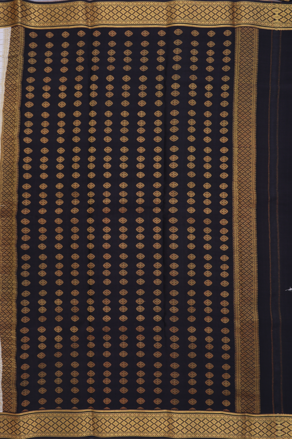 Mysore Silk Saree In White With Checks Design