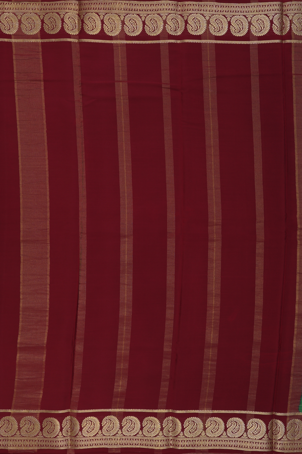 Mysore Silk Saree In Green With Paisley Border