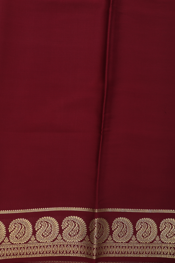 Mysore Silk Saree In Green With Paisley Border