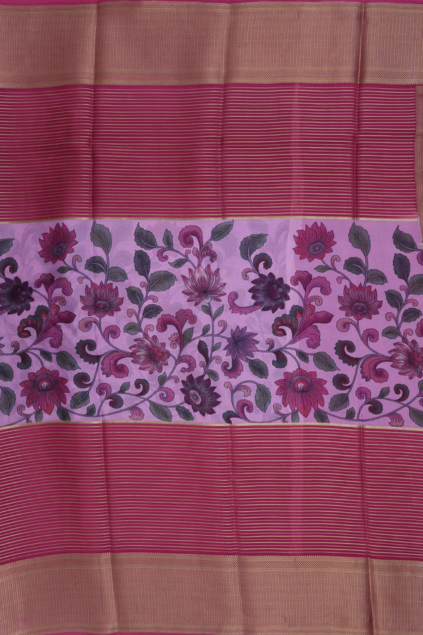 Mysore Silk Saree In Shades Of Purple With Stripes Design