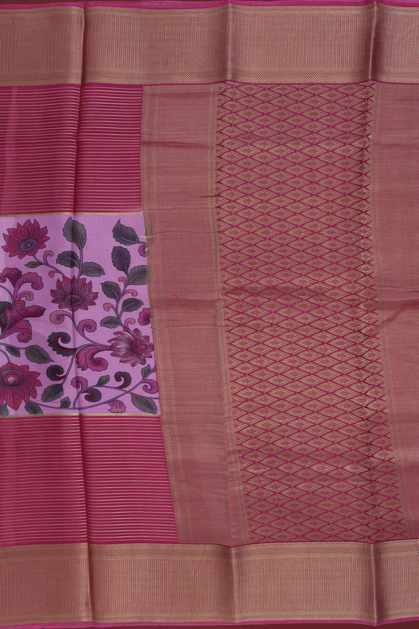 Mysore Silk Saree In Shades Of Purple With Stripes Design