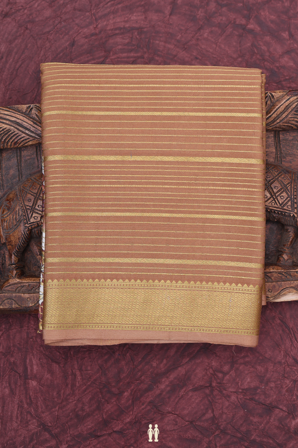 Mysore Silk Saree In Brown With Stripes Design