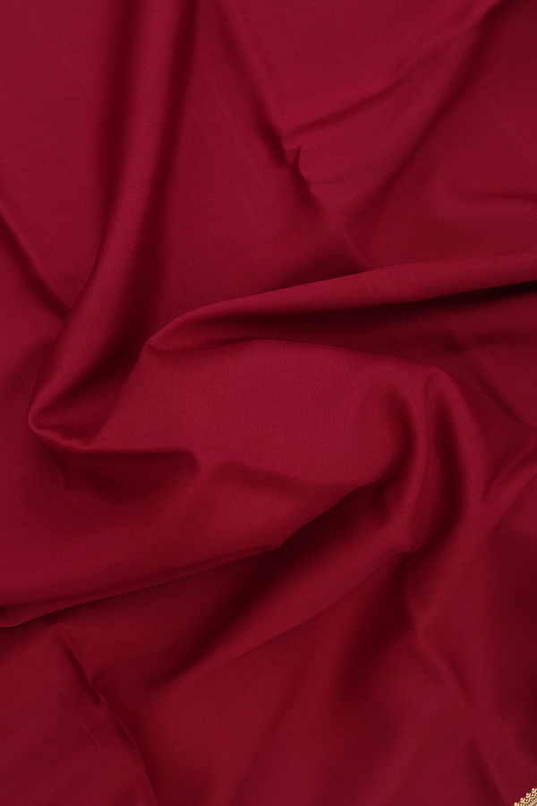 Mysore Silk Saree In Cherry Red With Paisley Border