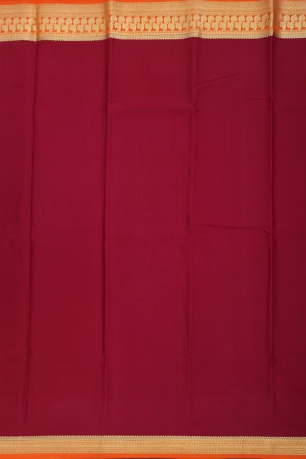 Mysore Silk Saree In Cherry Red With Paisley Border